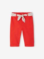 Wijde babybroek met strikceintuur rood - thumbnail