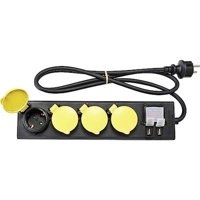 Sygonix RF-4737806 Stekkerdoos met schakelaar Zwart, Geel Randaarde stekker 1 stuk(s)