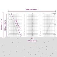 VidaXL Hek met paal grijs 1,2 x 10 m staal en pvc - thumbnail