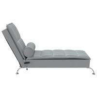 Massage chaise longue met bolster stof lichtgrijs - thumbnail