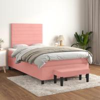 Boxspring met matras fluweel roze 120x200 cm - thumbnail