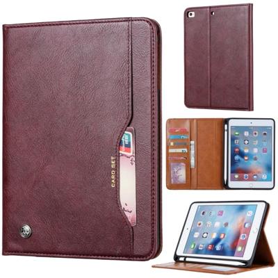 Knead huidtextuur horizontale Flip lederen case voor iPad mini 2019 met foto frame & houder & kaartsleuven & portemonnee & pen sleuf (wijn rood)