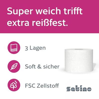 Toiletpapier satino mt1 prestige 3laags 8x250vel Toiletpapier satino mt1 prestige 3laags 8x250vel