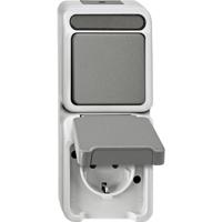 Merten 4075000 AquaStar Compleet Schakel-/stopcontact combinatie spatwaterdicht Lichtgrijs 1 stuks 1 stuk(s) - thumbnail