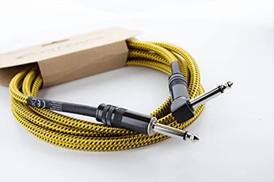 Cordial 14777 Jackplug Instrumenten Aansluitkabel [1x Jackplug male 6,3 mm (mono) - 1x Jackplug male 6,3 mm (mono)] 5 m Zwart, Geel Textielmantel