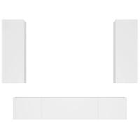 4-delige Tv-meubelset bewerkt hout wit - thumbnail