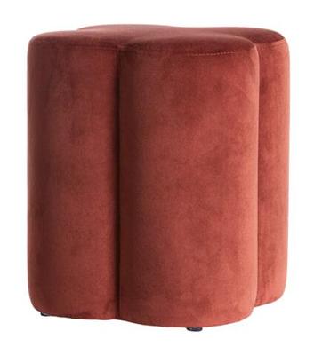 Light & Living Poef 'Nalani' Velvet, kleur Bordeaux