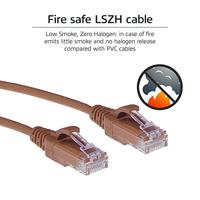 ACT Bruine 1 meter LSZH U/UTP CAT6 datacenter slimline patchkabel snagless met RJ45 connectoren - thumbnail