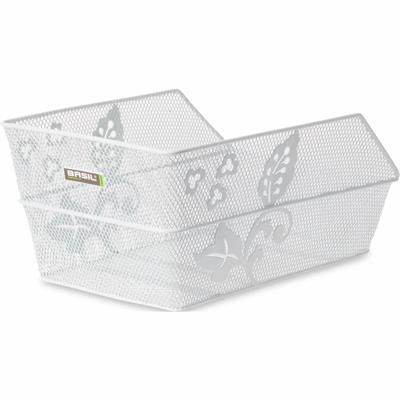 Basil cento flower - fietsmand - achterop - wit
