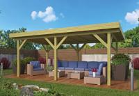 Tuindeco Modern Excellent prieel 592x340 cm vuren groen geïmpregneerd- Plat dak- Geïmpregneerd vurenhout- Tuindeco - thumbnail