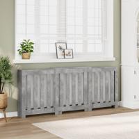 Radiatorombouw 205x21,5x83,5 cm bewerkt hout betongrijs - thumbnail