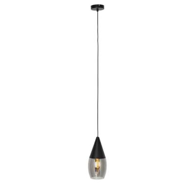 QAZQA Moderne hanglamp zwart met smoke glas - Drop