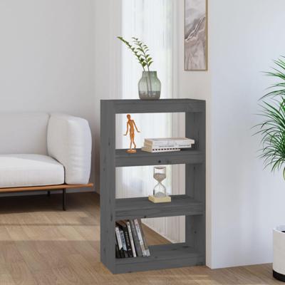 Boekenkast/kamerscherm 60x30x103,5 cm massief grenenhout grijs