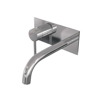 Brauer Chrome Carving Inbouw Wastafelmengkraan met Gebogen Uitloop en Afdekplaat Model A2 Chroom