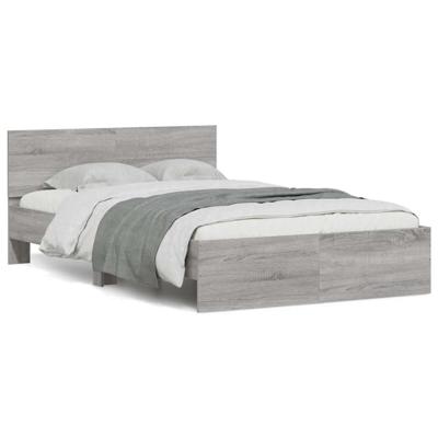 Bedframe met hoofdeinde en LED grijs sonoma eiken 140x200 cm