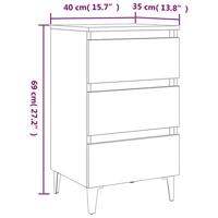 Nachtkastje met metalen poten 40x35x69 cm betongrijs - thumbnail