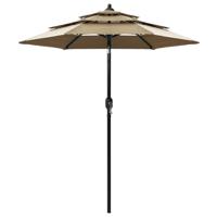 VidaXL Parasol 3-laags met aluminium paal 2 m taupe - thumbnail