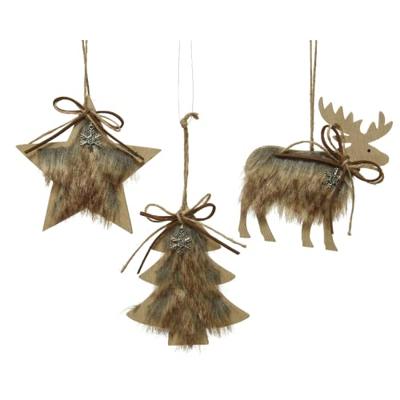 Kerstornament Kerstfiguur Hout en Bont Assorti 1st