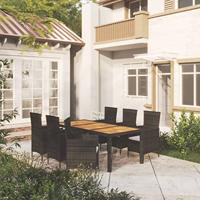 7-delige Tuinset met kussens poly rattan zwart - thumbnail