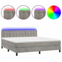 Boxspring met matras en LED fluweel lichtgrijs 180x200 cm - thumbnail