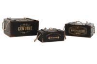 Opslagdozen Home ESPRIT Zwart Sparrenhout 38 x 24 x 20 cm 3 Onderdelen - thumbnail
