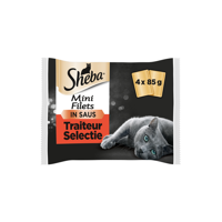 Sheba Mini Filets Traiteur Selectie in saus natvoer kat (zakjes 85 g) 12 x 85 g - thumbnail