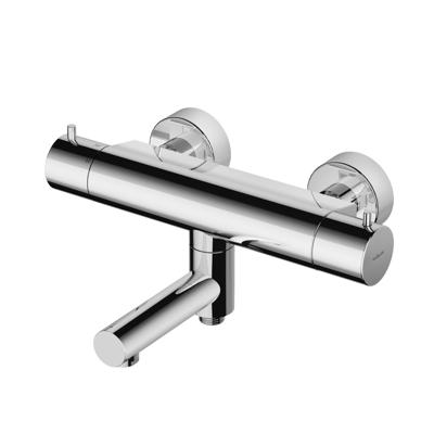 Badkraan Hotbath Buddy 15cm Hartafstand Thermostatisch Opbouw Geborsteld Messing 2 Greeps met Uitloop Badkraan Hotbath Buddy 15cm Hartafstand Thermostatisch Opbouw Geborsteld Messing 2 Greeps met Uitloop