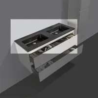 Wastafel kwartsteen Tieme mat zwart zonder kraangat - thumbnail