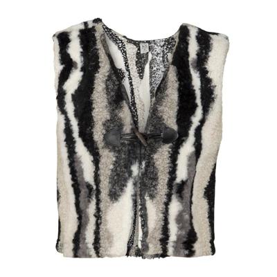 Gilet Plum Grey & Off-White
