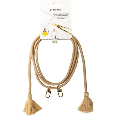 Beige bandouliere shell met BBC Pompoms