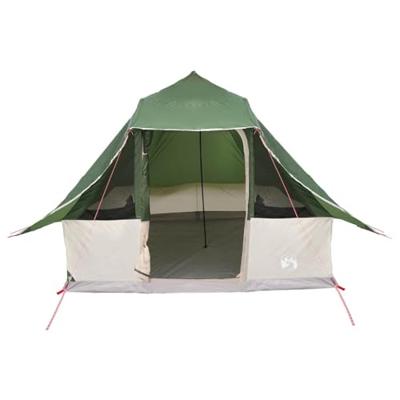 Familie Tipi Tent met dak Groen en Bruin 358 x 296 x 258 cm