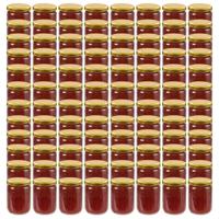 VidaXL Jampotten met goudkleurige deksels 96 st 230 ml glas - thumbnail