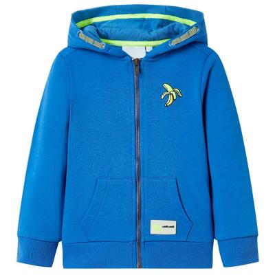 Kindervest met capuchon en rits 128 blauw Kindervest met capuchon en rits 128 blauw