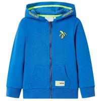 Kindervest met capuchon en rits 128 blauw - thumbnail