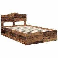 Bedframe met hoofdeinde Oudhout 135 x 190 cm Massief grenenhout - thumbnail