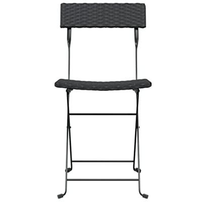 Bistrostoelen inklapbaar 2 st poly rattan en staal zwart