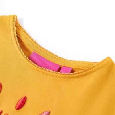 Kindershirt met lange mouwen en woorden in 3D 128 donkerokerkleurig - thumbnail
