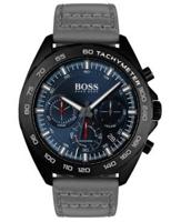Boss heren chronograaf intens grijs lederen bandhorloge 44 mm - thumbnail