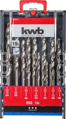 kwb 109119 HSS Metaal-spiraalboorset 19-delig 1 mm, 1.5 mm, 2 mm, 2.5 mm, 3 mm, 3.5 mm, 4 mm, 4.5 mm, 5 mm, 5.5 mm, 6 mm, 6.5 mm, 7 mm, 7.5 mm, 8 mm, 8.5 mm, 9 kwb 109119 HSS Metaal-spiraalboorset 19-delig 1 mm, 1.5 mm, 2 mm, 2.5 mm, 3 mm, 3.5 mm, 4 mm, 4.5 mm, 5 mm, 5.5 mm, 6 mm, 6.5 mm, 7 mm, 7.5 mm, 8 mm, 8.5 mm, 9