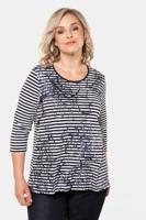 Ulla Popken Shirt, A-lijn, bloemendessin, 3/4 mouwen - Grote Maten - thumbnail