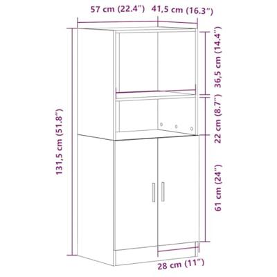 Keukenkast 57x41,5x131,5 cm bewerkt hout zwart