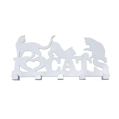 Wandkapstok Versa Wit Metaal Ijzer Katten 2 X 17 X 39 CM