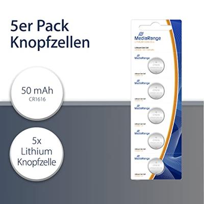 MediaRange MRBAT135 Lithium Knoopbatterijen CR1616 5 Stuks 3 Volt