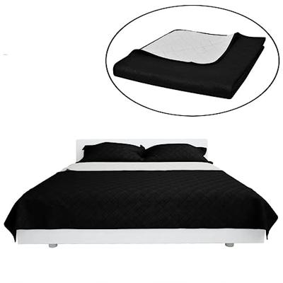 VidaXL Bedsprei gewatteerd dubbelzijdig 170x210 cm zwart/wit