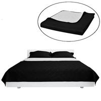 VidaXL Bedsprei gewatteerd dubbelzijdig 170x210 cm zwart/wit - thumbnail