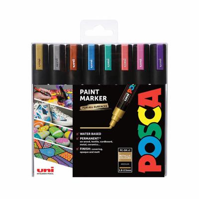 Paintmarker Uni POSCA PC5M medium metallic assorti set à 8 stuks Paintmarker Uni POSCA PC5M medium metallic assorti set à 8 stuks