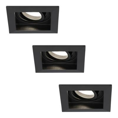 Set van 3 Fresno LED inbouwspots vierkant - GU10 - 4 Watt 345 Lumen - 4000K neutraal wit - Dimbaar - Kantelbaar - Verzonken - IP20 voor binnen - Zwart - Anti-glare Set van 3 Fresno LED inbouwspots vierkant - GU10 - 4 Watt 345 Lumen - 4000K neutraal wit - Dimbaar - Kantelbaar - Verzonken - IP20 voor binnen - Zwart - Anti-glare