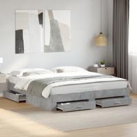 Bedframe met lades bewerkt hout betongrijs 180x200 cm - thumbnail