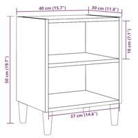 Nachtkastje 40x30x50 cm bewerkt hout oud houtkleurig - thumbnail