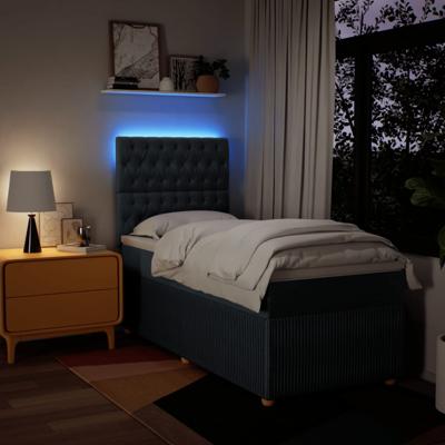 Boxspring met matras stof blauw 100x200 cm - thumbnail